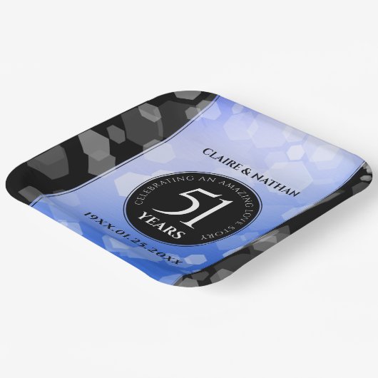 Elegant 51st Sapphire Wedding Jubileum Papieren Bordje (Gebogen)