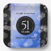 Elegant 51st Sapphire Wedding Jubileum Papieren Bordje (Voorkant)