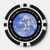 Elegant 51st Sapphire Wedding Jubileum Poker Chips (Voorkant)