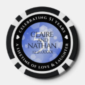 Elegant 51st Sapphire Wedding Jubileum Poker Chips (Achterkant)