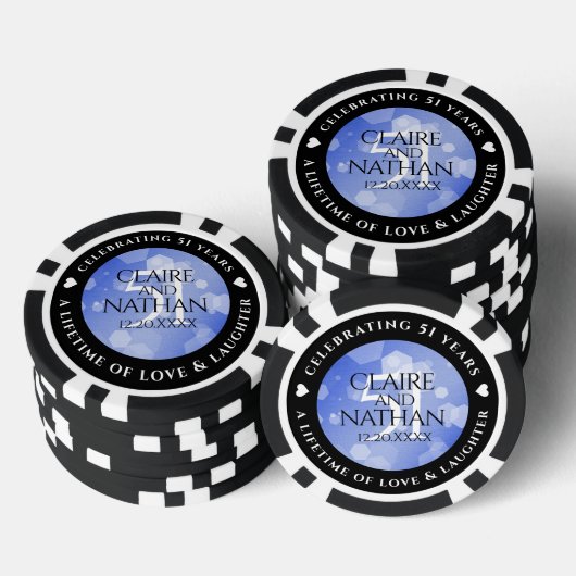 Elegant 51st Sapphire Wedding Jubileum Poker Chips (Opstapeling)