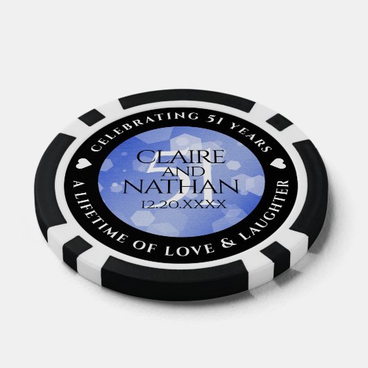 Elegant 51st Sapphire Wedding Jubileum Poker Chips (Enkel)
