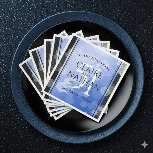 Elegant 51st Sapphire Wedding Jubileum Servet