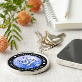 Elegant 51st Sapphire Wedding Jubileum Sleutelhanger (Zijkant)