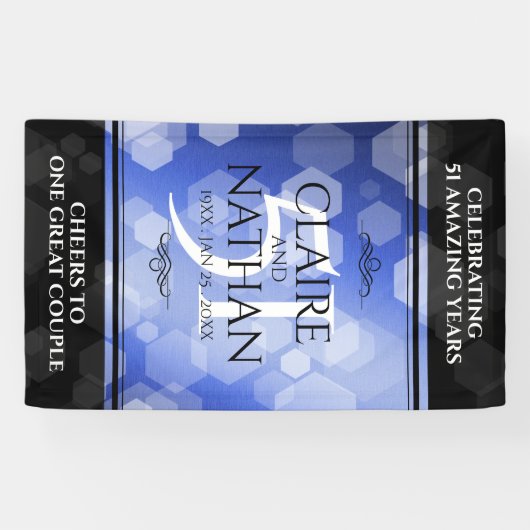 Elegant 51st Sapphire Wedding Jubileum Spandoek (Horizontaal)