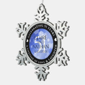 Elegant 51st Sapphire Wedding Jubileum Tin Sneeuwvlok Ornament (Rechts)