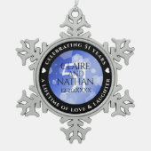 Elegant 51st Sapphire Wedding Jubileum Tin Sneeuwvlok Ornament (Voorkant)