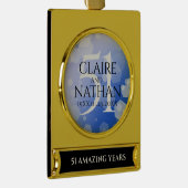 Elegant 51st Sapphire Wedding Jubileum Verguld Banner Ornament (Rechts)