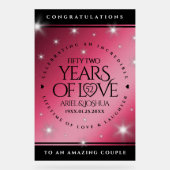 Elegant 52nd Star Ruby Wedding Jubileum Acryl Bord (Voorkant)