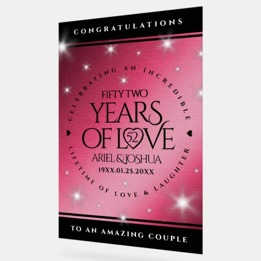 Elegant 52nd Star Ruby Wedding Jubileum Acryl Bord (Hoek)