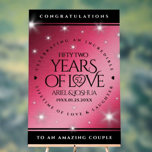 Elegant 52nd Star Ruby Wedding Jubileum Acryl Bord (Neutraal)