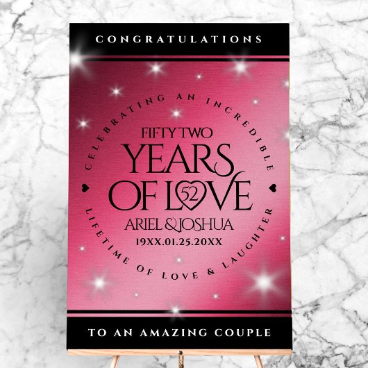 Elegant 52nd Star Ruby Wedding Jubileum Acryl Bord