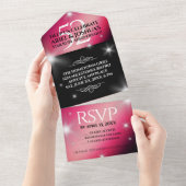 Elegant 52nd Star Ruby Wedding Jubileum All In One Uitnodiging (Afscheurbaar)