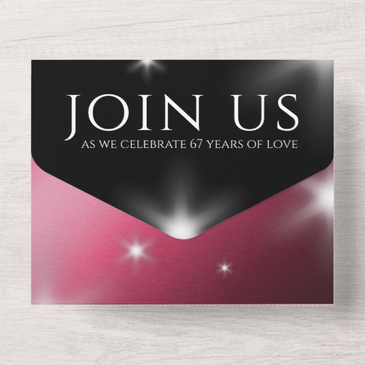 Elegant 52nd Star Ruby Wedding Jubileum All In One Uitnodiging (Achterkant)