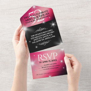 Elegant 52nd Star Ruby Wedding Jubileum All In One Uitnodiging