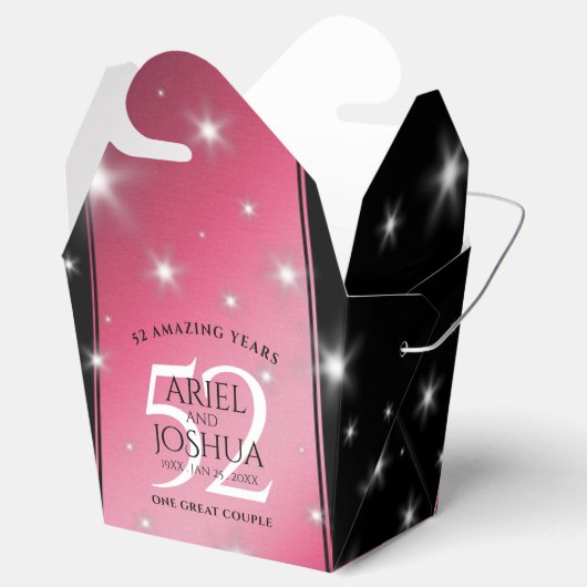 Elegant 52nd Star Ruby Wedding Jubileum Bedankdoosjes (Geopend)