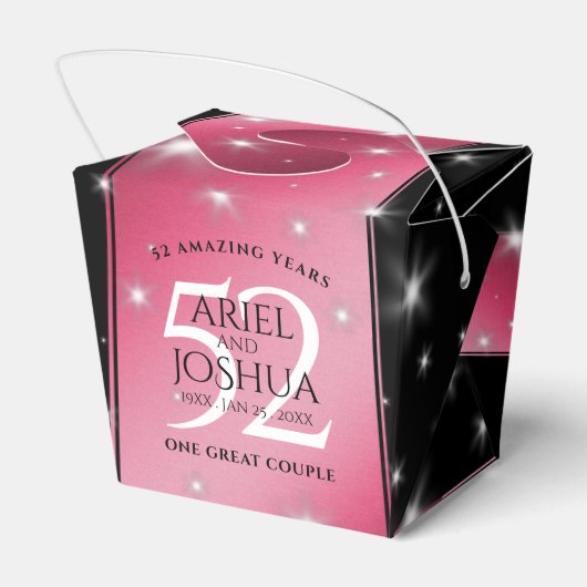 Elegant 52nd Star Ruby Wedding Jubileum Bedankdoosjes (Achterkant)