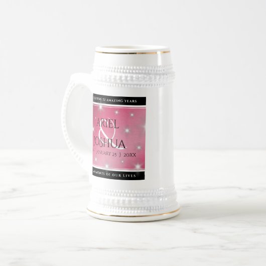 Elegant 52nd Star Ruby Wedding Jubileum Bierpul (Voorkant links)