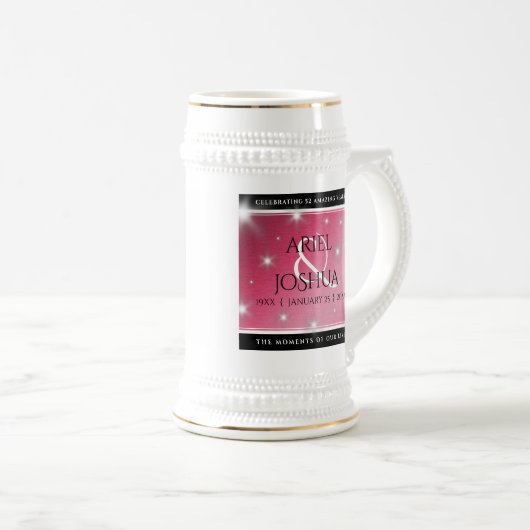 Elegant 52nd Star Ruby Wedding Jubileum Bierpul (Voorkant rechts)