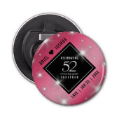 Elegant 52nd Star Ruby Wedding Jubileum Button Flesopener (Voorkant)