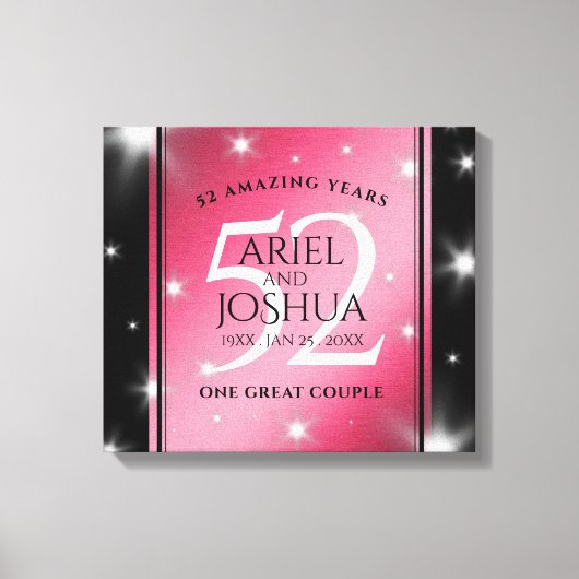 Elegant 52nd Star Ruby Wedding Jubileum Canvas Afdruk (Voorkant)