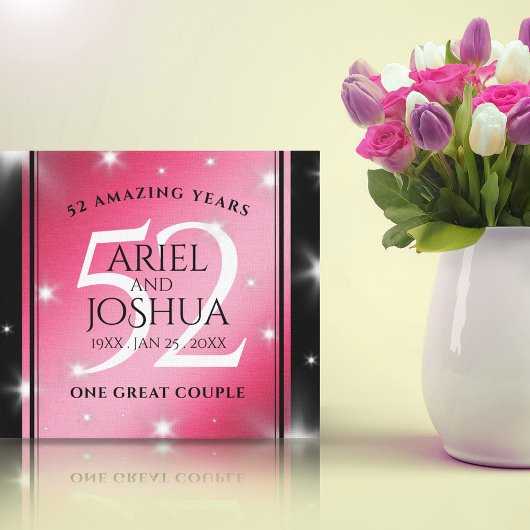 Elegant 52nd Star Ruby Wedding Jubileum Canvas Afdruk