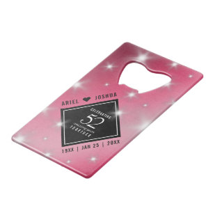Elegant 52nd Star Ruby Wedding Jubileum Creditkaart Flessenopener