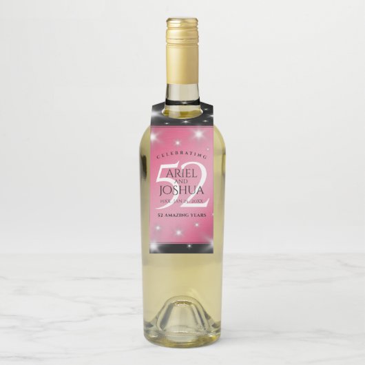 Elegant 52nd Star Ruby Wedding Jubileum Flessenhanger (Op fles)