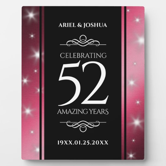 Elegant 52nd Star Ruby Wedding Jubileum Fotoplaat (Voorkant)