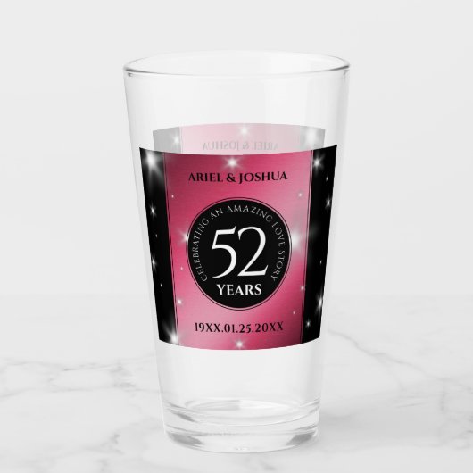 Elegant 52nd Star Ruby Wedding Jubileum Glas (Voorkant)