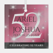 Elegant 52nd Star Ruby Wedding Jubileum Glas Ornament (Voorkant)