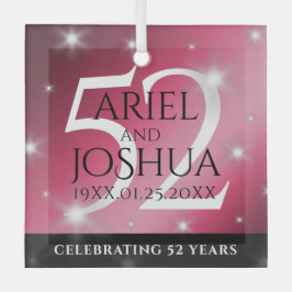 Elegant 52nd Star Ruby Wedding Jubileum Glas Ornament