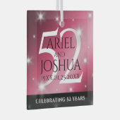 Elegant 52nd Star Ruby Wedding Jubileum Glas Ornament (Voorkant Rechts)