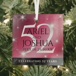 Elegant 52nd Star Ruby Wedding Jubileum Glas Ornament