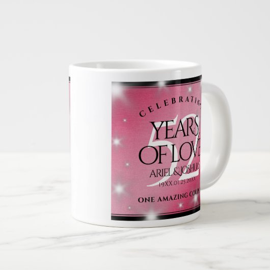 Elegant 52nd Star Ruby Wedding Jubileum Grote Koffiekop (Voorkant rechts)