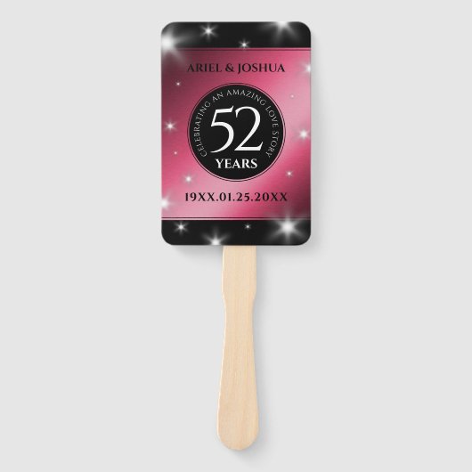 Elegant 52nd Star Ruby Wedding Jubileum Handwaaier (Voorkant)