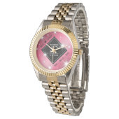 Elegant 52nd Star Ruby Wedding Jubileum Horloge (Gekanteld)