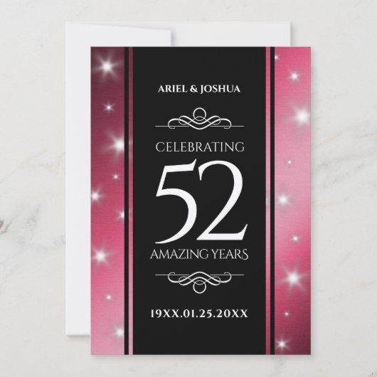 Elegant 52nd Star Ruby Wedding Jubileum Kaart (Voorkant)