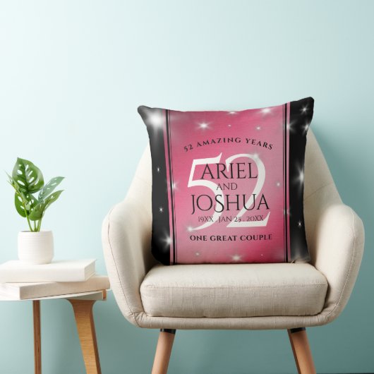 Elegant 52nd Star Ruby Wedding Jubileum Kussen (Stoel)