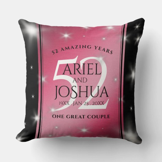 Elegant 52nd Star Ruby Wedding Jubileum Kussen (Voorkant)