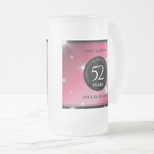 Elegant 52nd Star Ruby Wedding Jubileum Matglas Bierpul (Voorkant rechts)