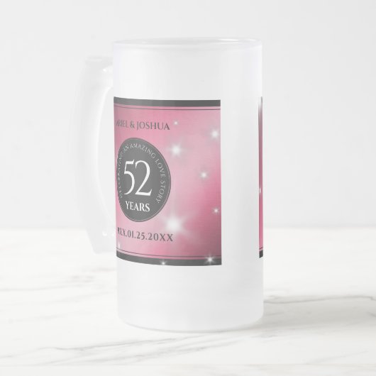 Elegant 52nd Star Ruby Wedding Jubileum Matglas Bierpul (Voorkant links)