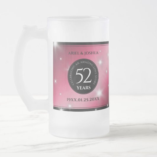 Elegant 52nd Star Ruby Wedding Jubileum Matglas Bierpul (Links)