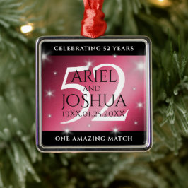 Elegant 52nd Star Ruby Wedding Jubileum Metalen Ornament