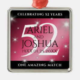 Elegant 52nd Star Ruby Wedding Jubileum Metalen Ornament