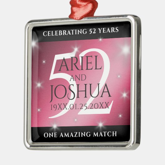 Elegant 52nd Star Ruby Wedding Jubileum Metalen Ornament (Links)