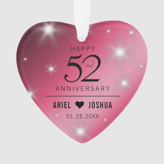 Elegant 52nd Star Ruby Wedding Jubileum Ornament (voorkant)