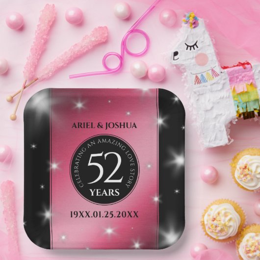 Elegant 52nd Star Ruby Wedding Jubileum Papieren Bordje (Feest)