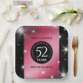 Elegant 52nd Star Ruby Wedding Jubileum Papieren Bordje