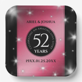 Elegant 52nd Star Ruby Wedding Jubileum Papieren Bordje